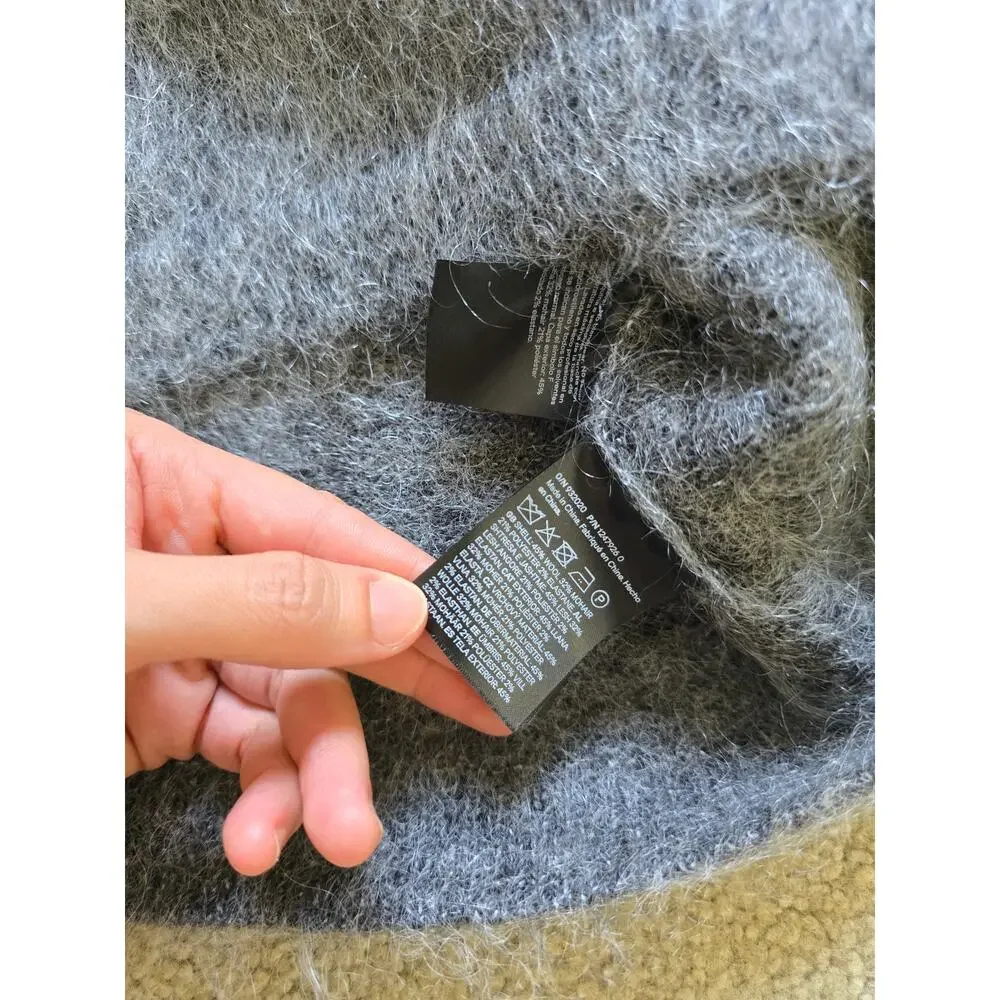 NWT H&M Premium Oversized Mohair Wool Blend Sweater Dark Gray Melange‎ Size XS